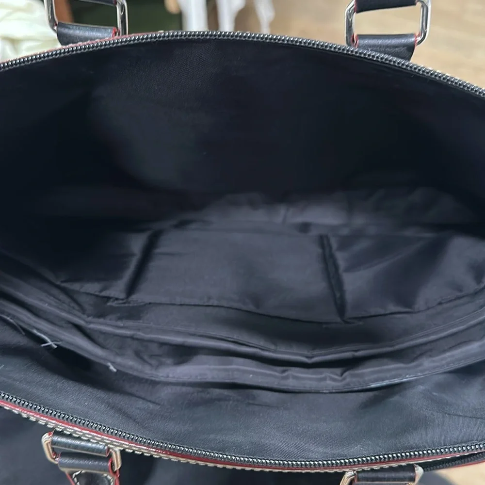 Lodis Black and Red Leather Audrey LaptopTote Bag